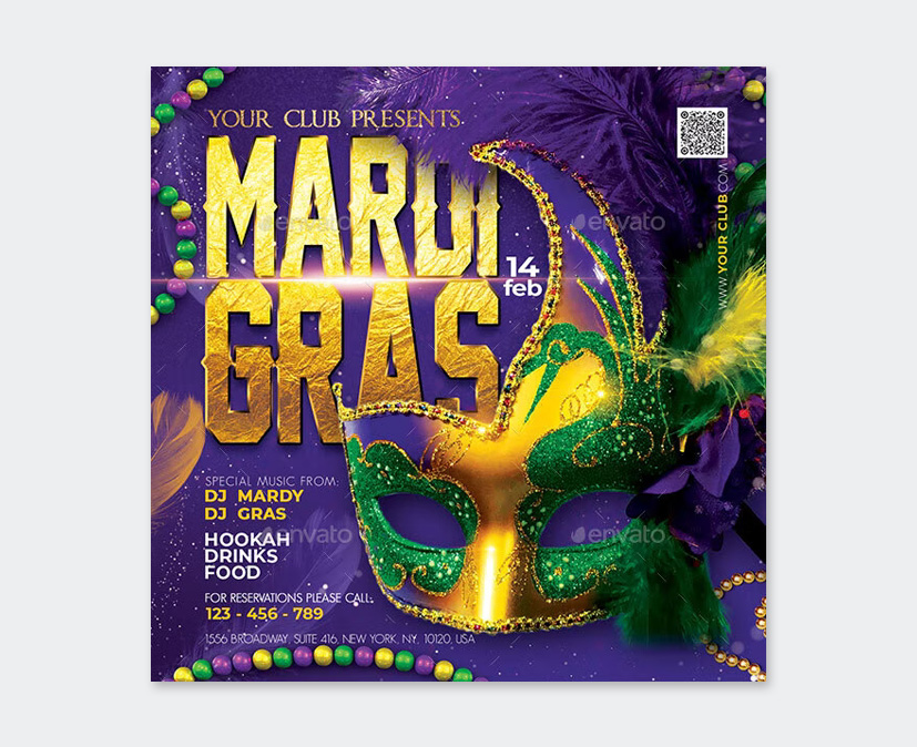 Mardi Gras Party Flyer Design