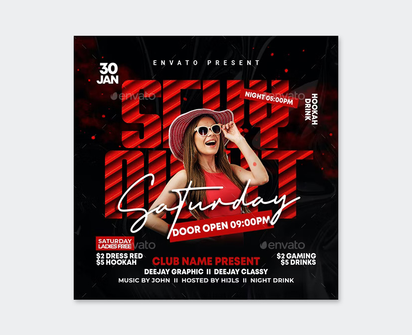 PSD Saturday Night Party Flyer Template