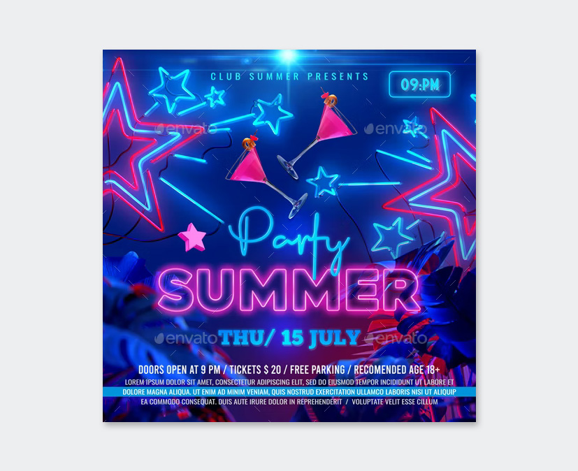 Summer Neon Flyer Template