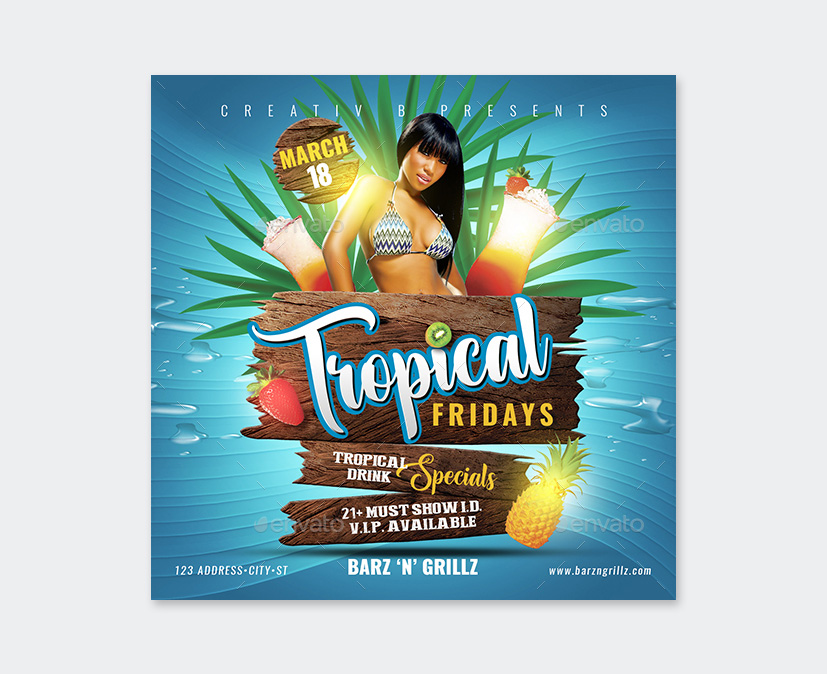 Creative Tropical Party Flyer Template