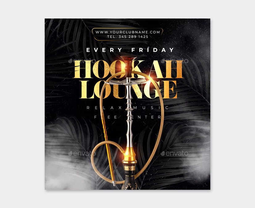 Elegant Hookah Lounge Flyer Design