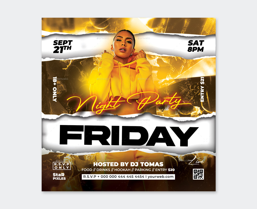 Friday Night Party Flyer Design