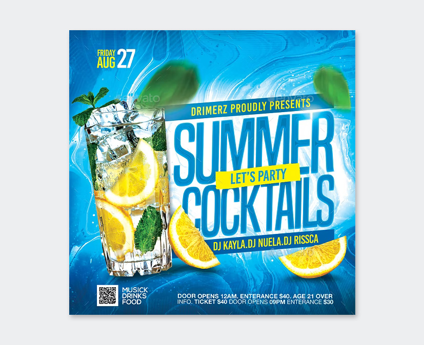 Summer Cocktails Flyer Design