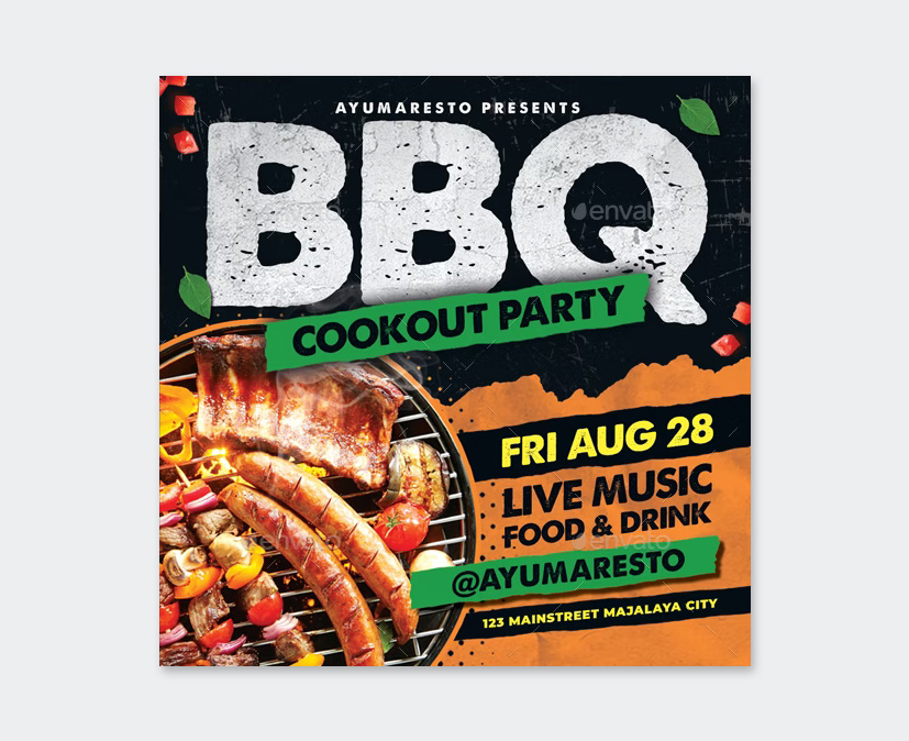 PSD BBQ Party Flyer Template