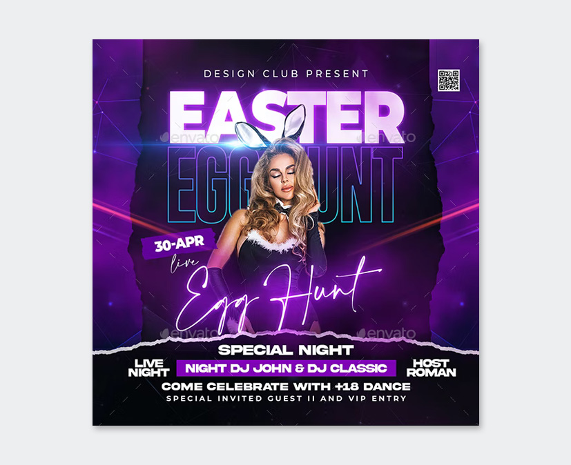 Easter Party Flyer Template PSD