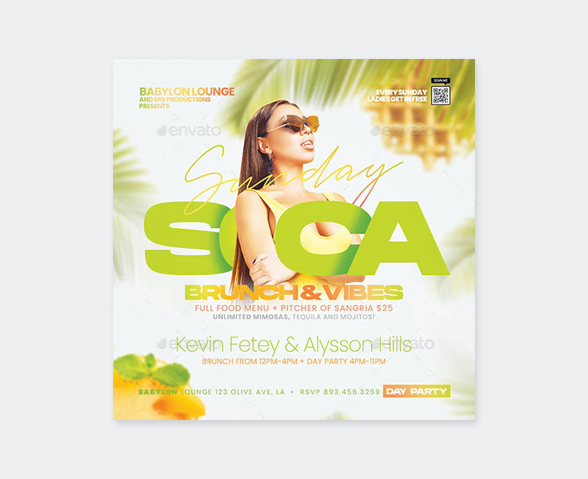 Soca Brunch Day Party Flyer Template