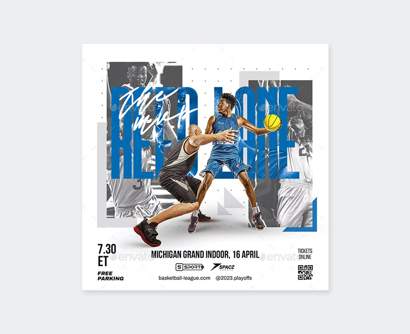 Square Basketball Flyer PSD