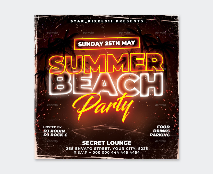  Beach Party Flyer Design