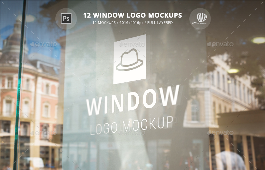 Window Logo Mockups PSD