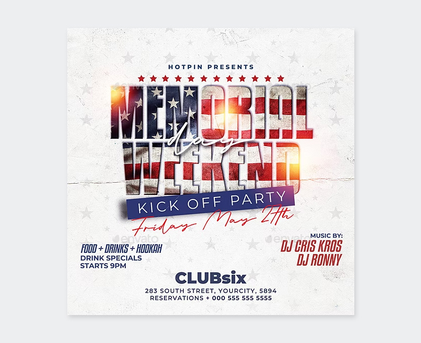 Creative Memorial Day Party Flyer Template