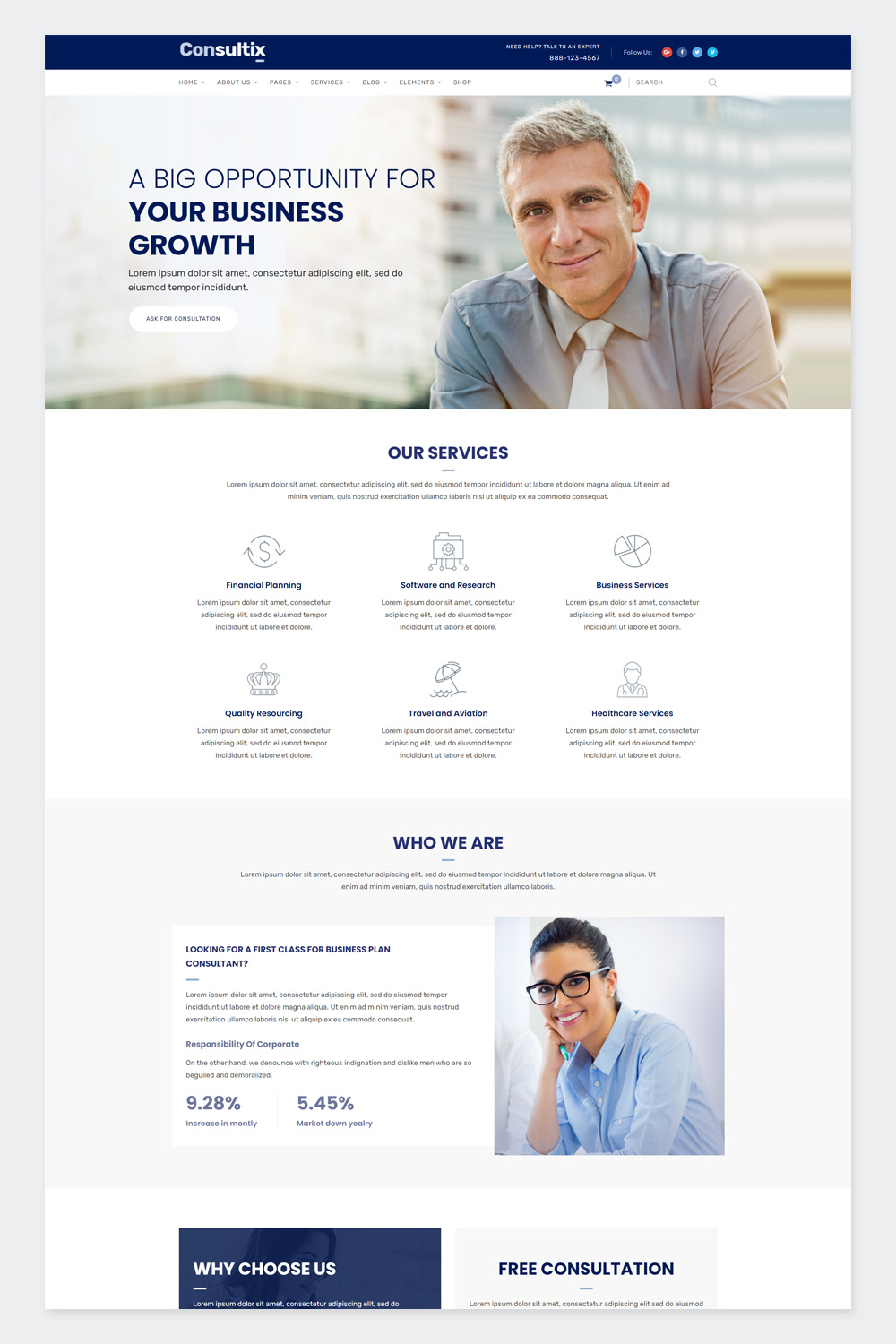Clean Business Consulting WordPress Theme