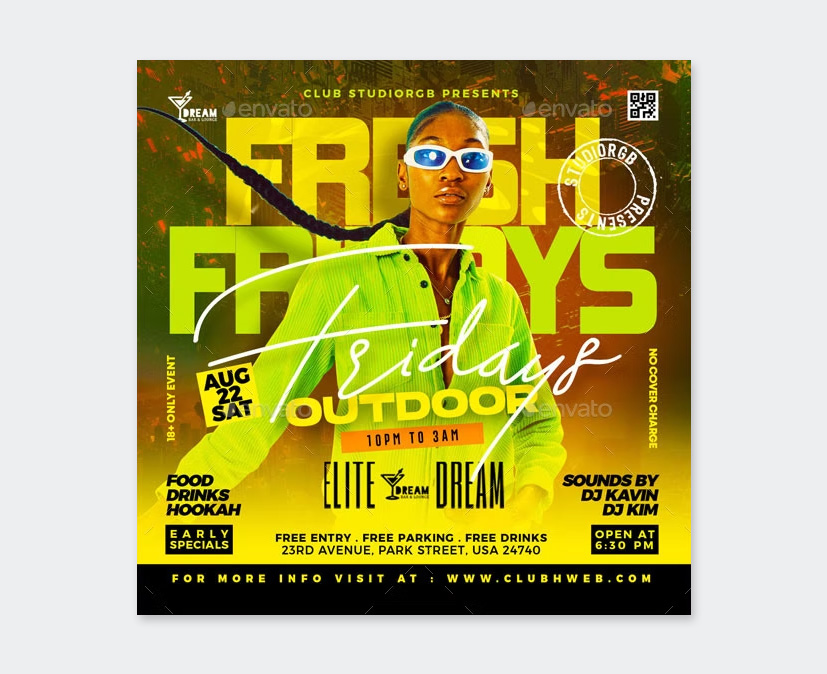 Fresh Friday Party Flyer PSD