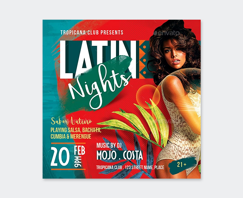 Latin Night Party Flyer Template
