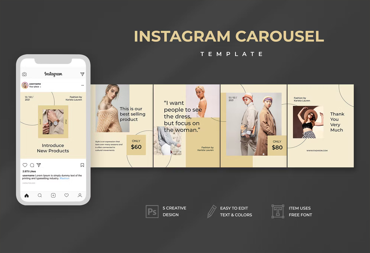 Clean Fashion Instagram Carousel Design