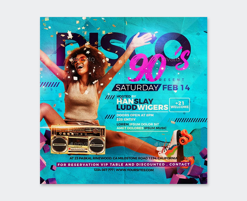 Chalk House 90s Retro Party Flyer Design Template in PSD, Word, Publisher,  Illustrator, InDesign