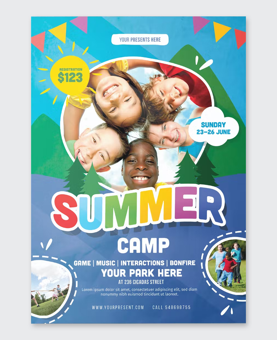 Kids Summer Camp Flyer PSD