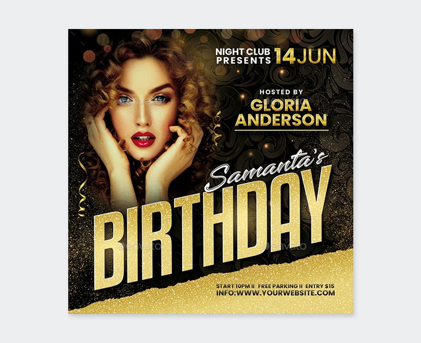 Luxury Birthday Party Flyer PSD
