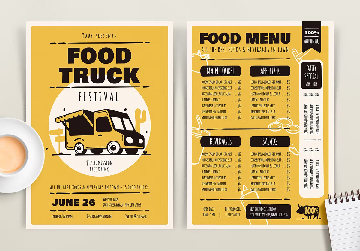 Modern Food Truck Flyer Design