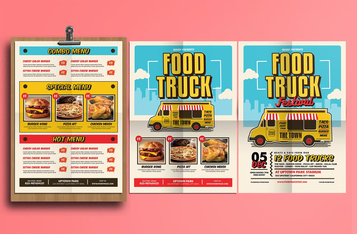 Pop Art Food Truck Flyer Template