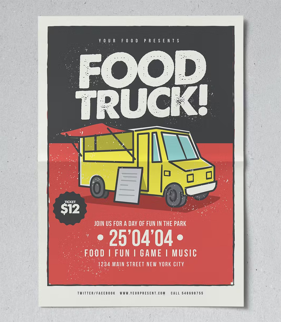 Retro Food Truck Flyer Template