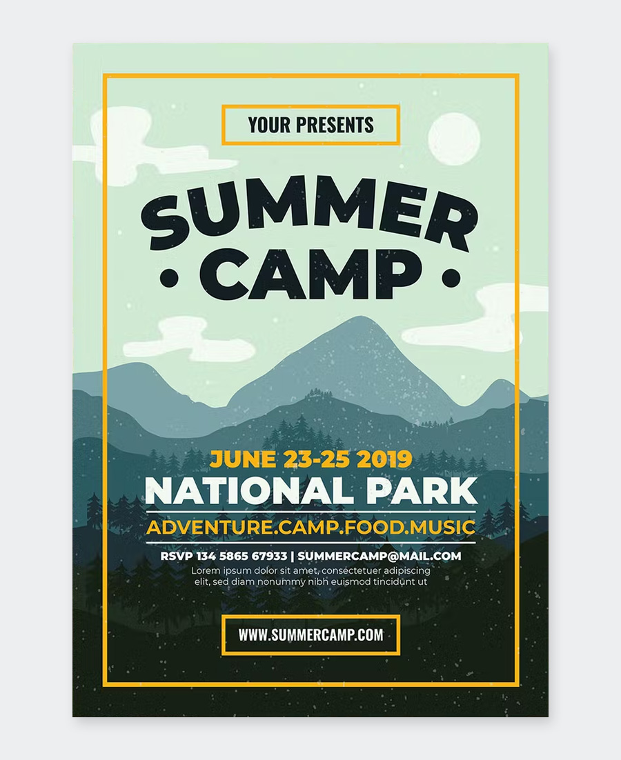 Summer Camp Flyer PSD, AI