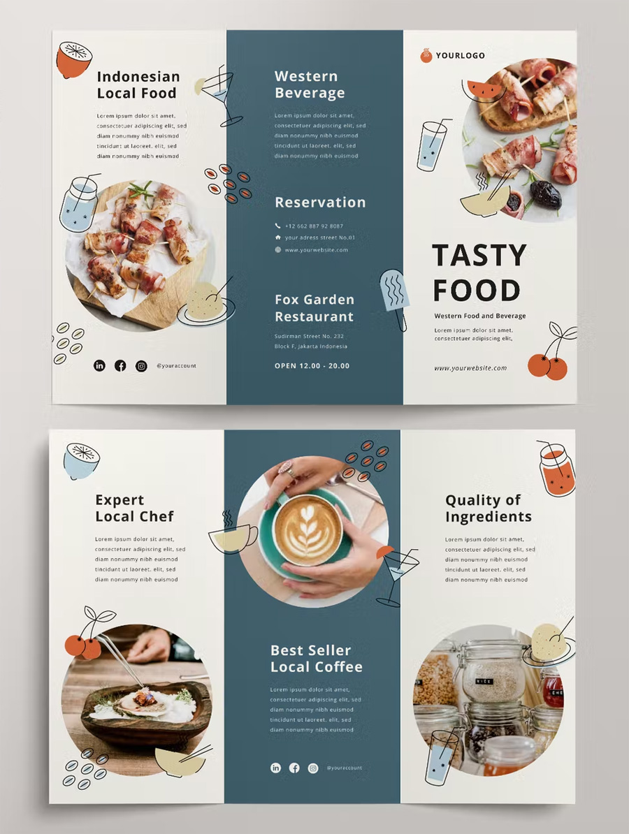 Tasty Food Menu Trifold Brochure Design