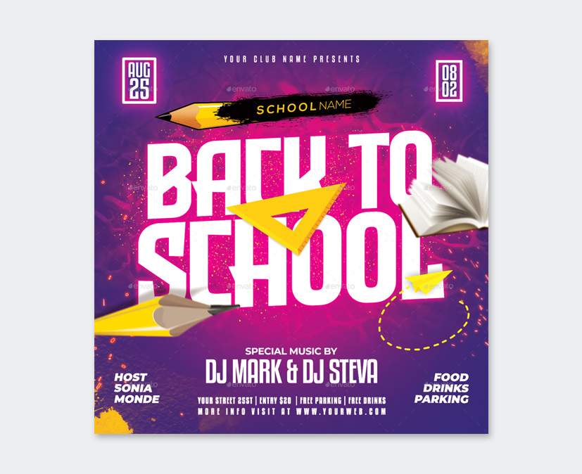 Back To School Party Flyer Design