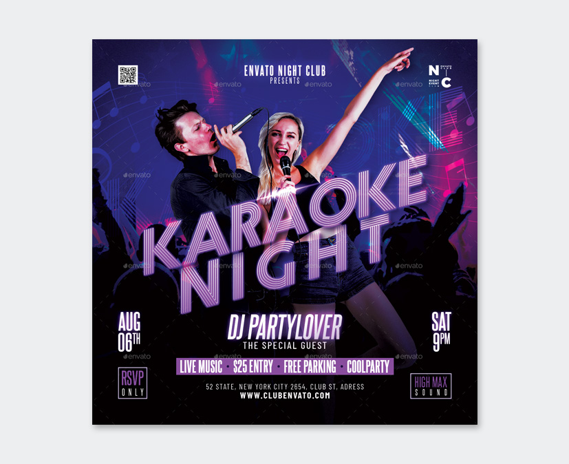 Karaoke Night Party Flyer Design