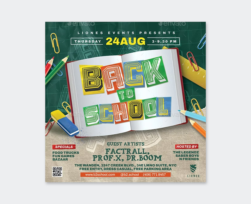 Square Back To School Flyer Template