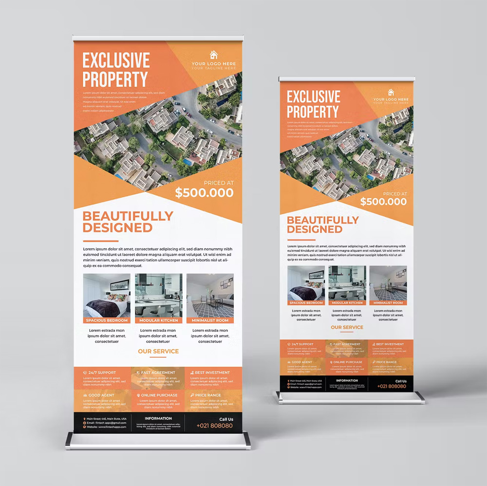 Real Estate Roll Up Banner Template Vector