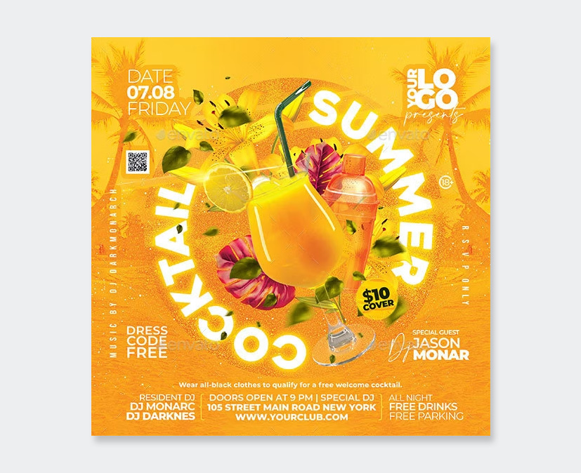 Summer Cocktail Party Flyer Design