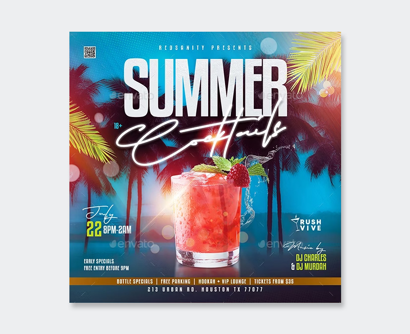 Summer Cocktails Party Flyer Design