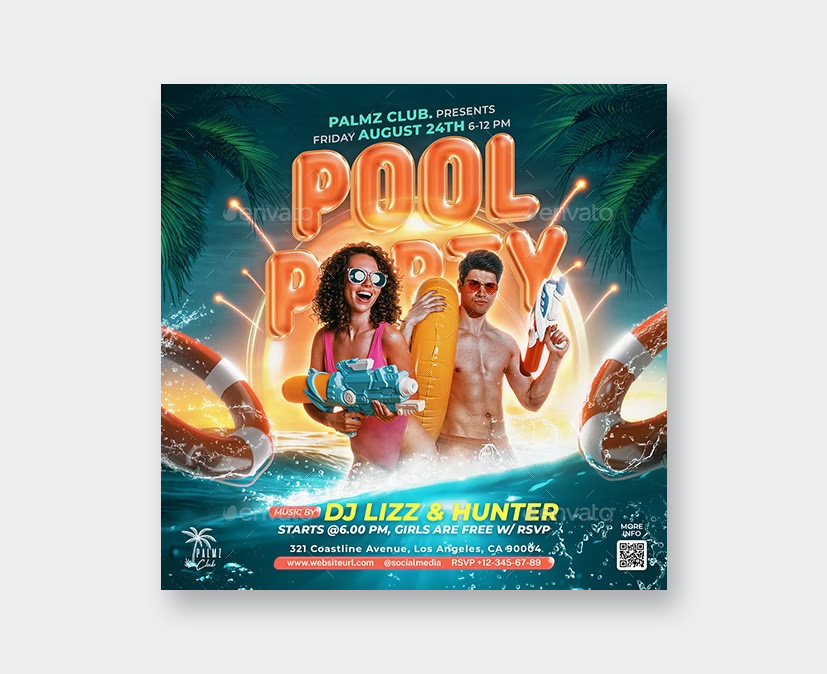 Summer Pool Party Flyer Design