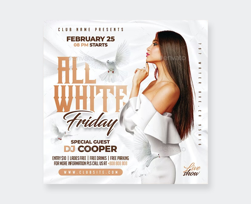 White Party Flyer Template