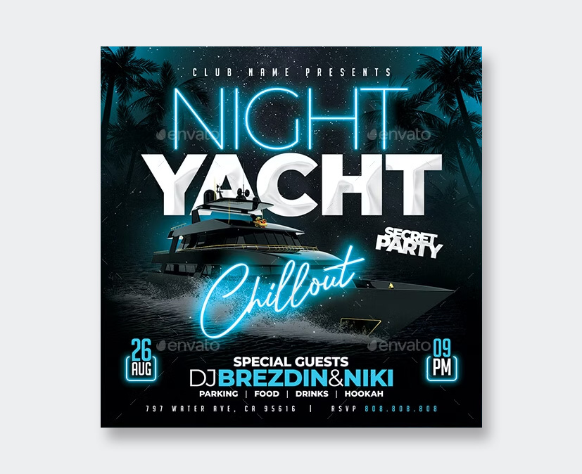 Yacht Party Flyer Design