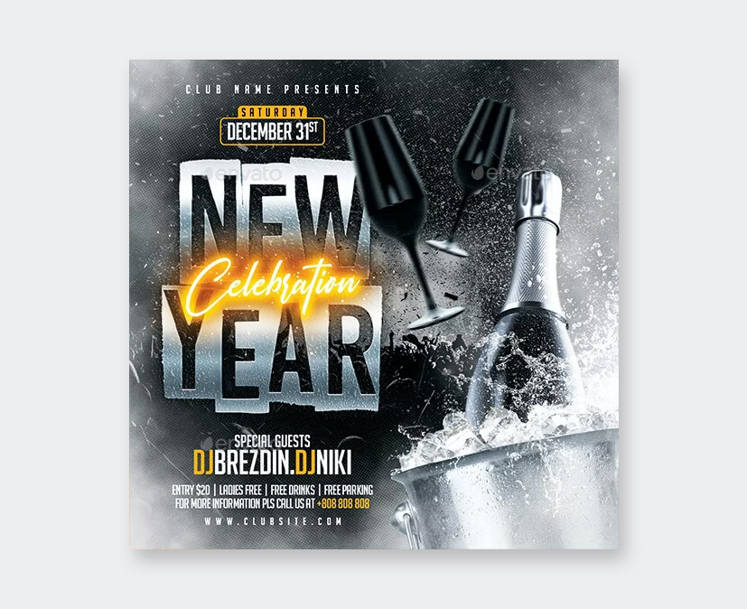 New Year Party Flyer PSD