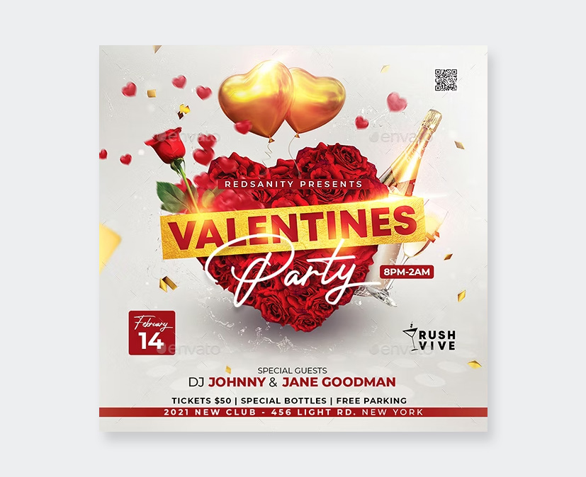Valentines Party Flyer Design