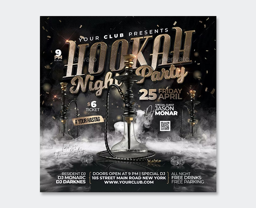 Hookah Night Party Flyer Design