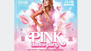 Pink Dance Party Flyer Design