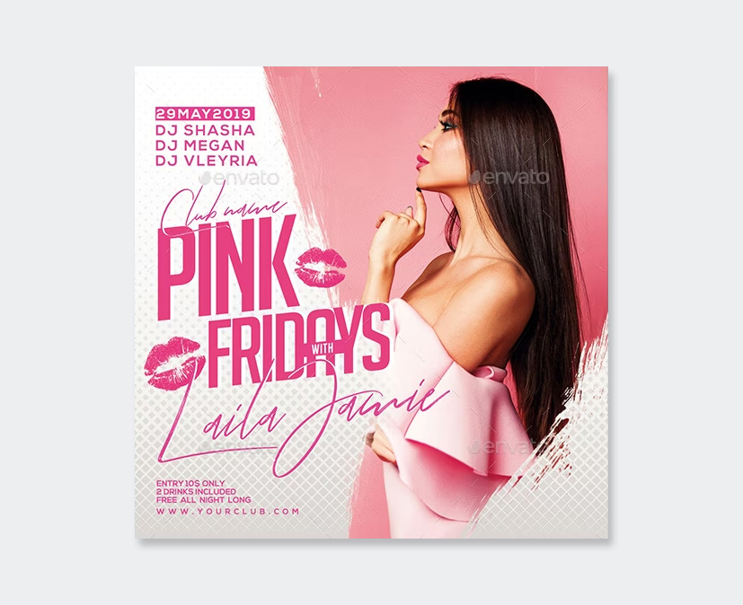 Pink Party Flyer PSD