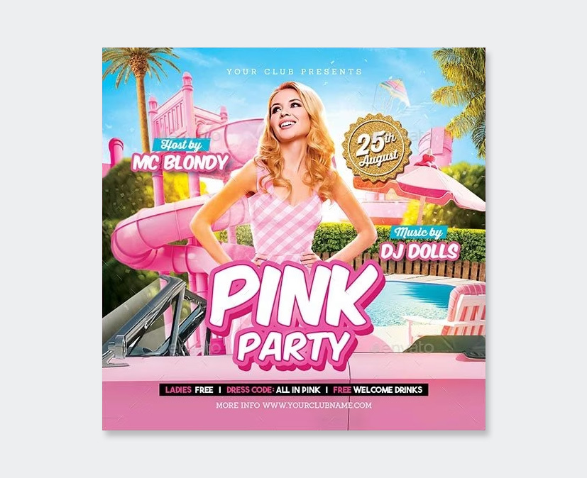 Pink Party Flyer Template